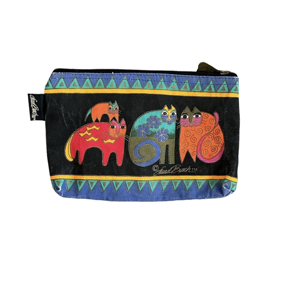 Laurel‎ Burch Cosmetic Bag Pouch Tasai Cats Colorful Canvas